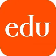 The orange square app icon features the white text "edu" centered in a serif font.