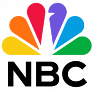 The logo of NBC features a colorful peacock with feathers in red, orange, yellow, green, light blue, and purple, alongside the letters "NBC" in bold, black text.