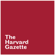 The text "The Harvard Gazette" appears in white on a solid red background.